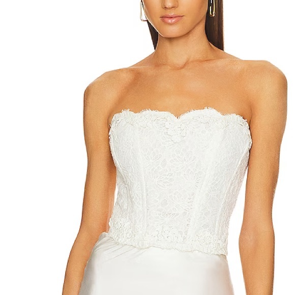 NWT LoveShackFancy Arno Bustier Lace Corset Top - Antique White - Picture 16 of 16